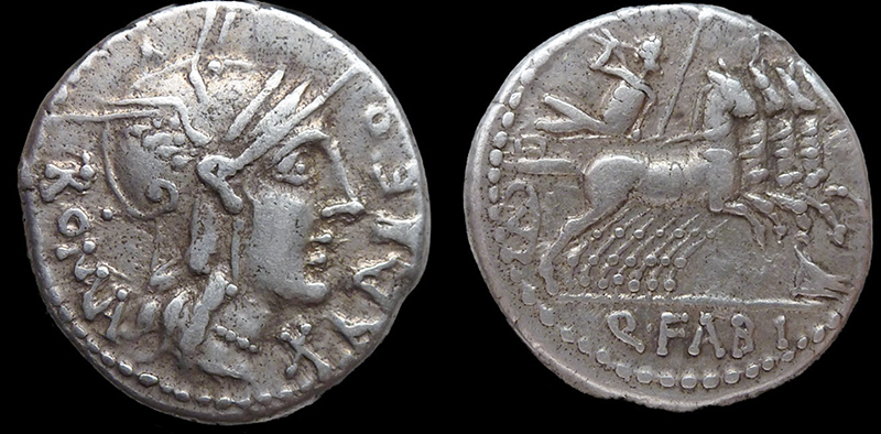 Coin (averse and reverse) with portait of Fabius Maximus