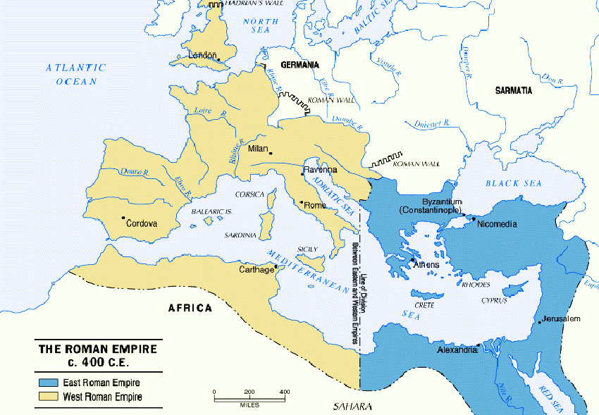 Division of Roman Empire 395AD