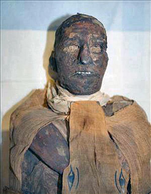 The mummy of Ramses III, killed by conspirators.
