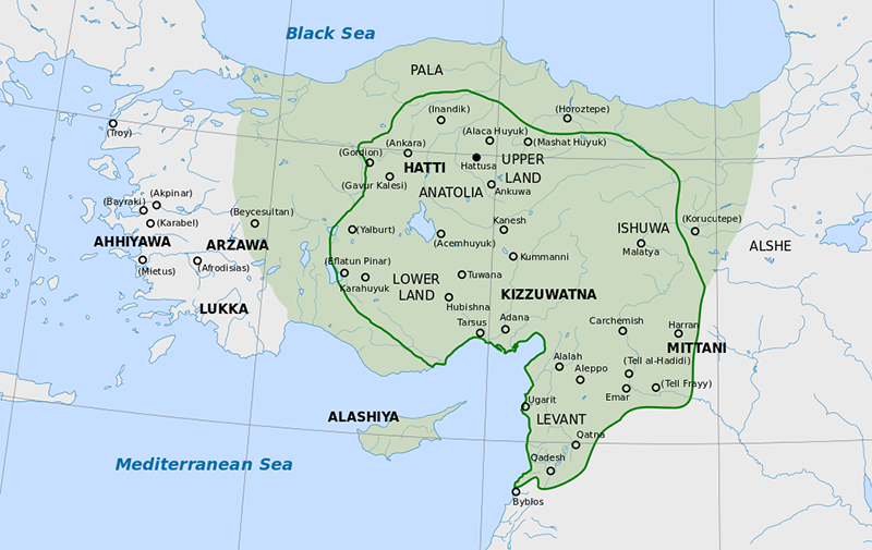 Map of Hittite empire during Suppiluliuma I rule.