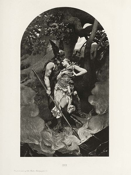 Wotan takes leave of Brunhild (1892) by Konrad Dielitz.