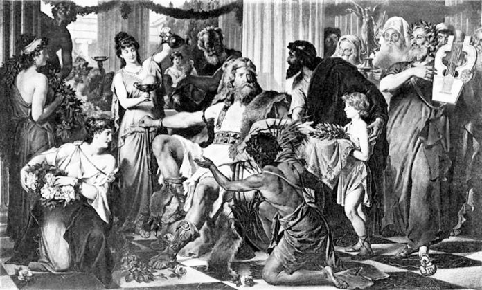 Illustration showing Alaric in Athens 397 AD by Ludwig Thiersch from the book Illustration showing Alaric in Athens 397 AD by Ludwig Thiersch from the book