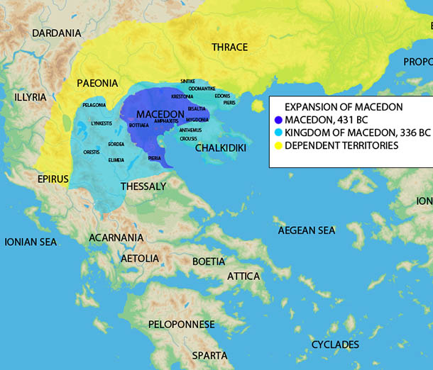 Map of the Ancient Maecodnia 431-336 BC