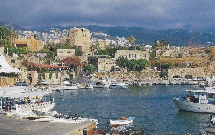 Postcard showing Byblos port