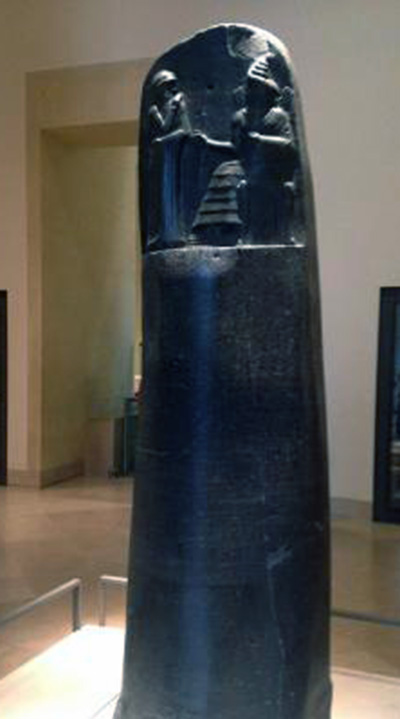 Code of Hammurabi on diorite stele at the Louvre museum.