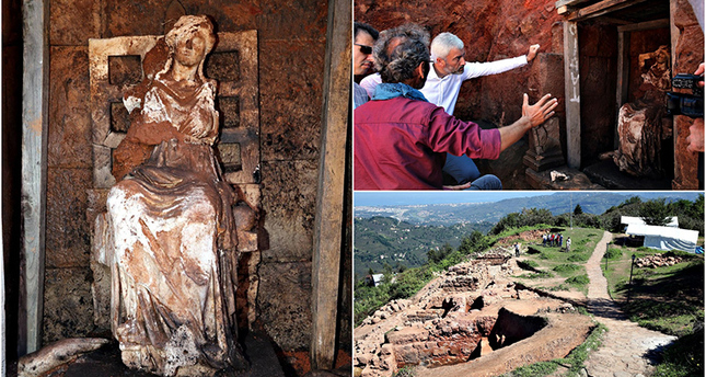Statue of Cybele (2.100 years old), the mother goddess, has been unearthed in excavations in northwestern Turkey