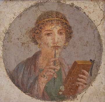 Roman Woman with Pen & Wax Tablets.