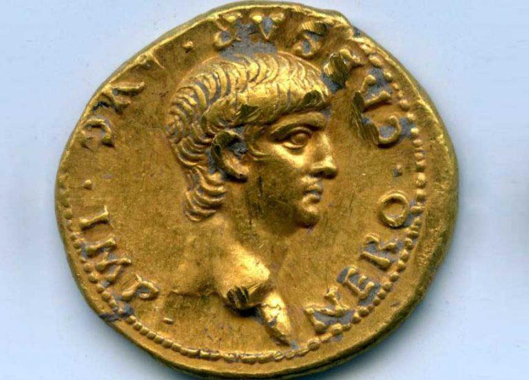 A Roman gold coin depicting the Emperor Nero found in Jerusalem