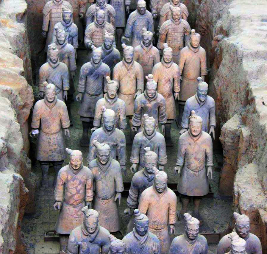 The Terracotta Warriors discovered 1974 inside Qin Shi Hunag mausoleum.