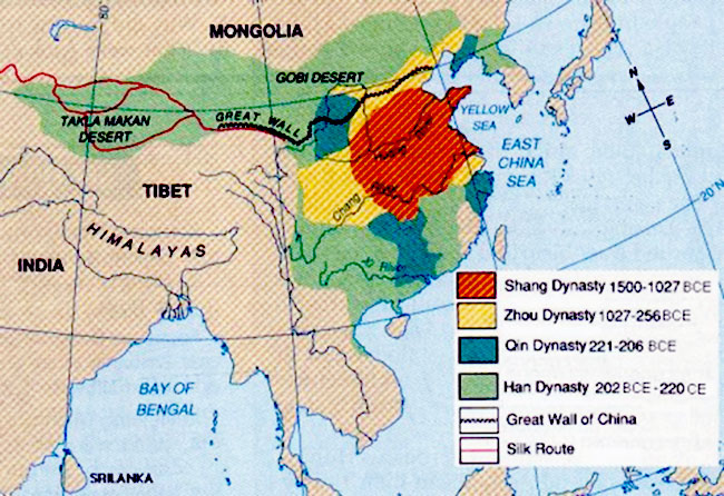 Map of the Zhou dynasty through different periods