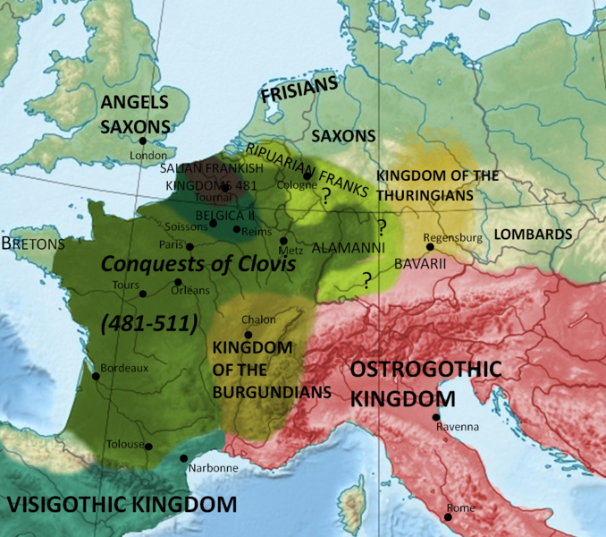 Map showing conquests of Clovis I