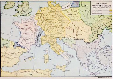 Map of the Medieval Germany and Holy Roman Empire in 962 AD. 