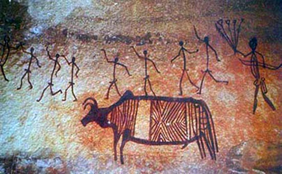 Mesolithic art. Image source: vm.kemsu.ru/en/mezolith/bhimpet.html