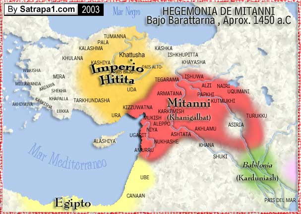 Egypt, Mittani and Hitites map