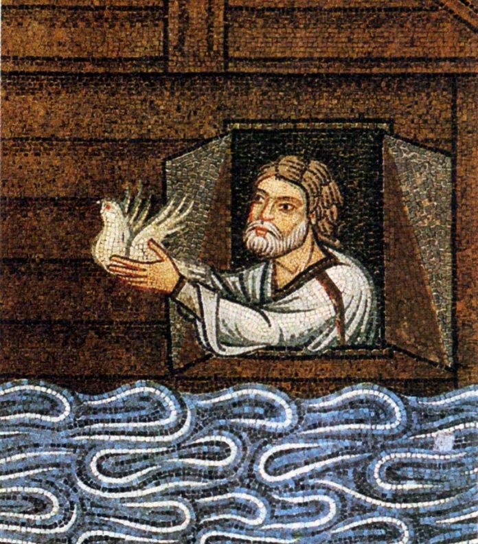 Noah sending the dove. Mosaic from the Saint Mark's Basilica in Venice (XII-XIII century).