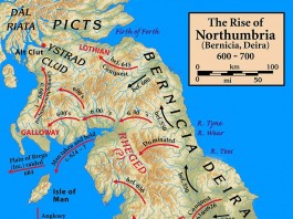 Map of Northumbria 600-700 AD.