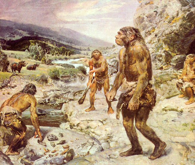 Living scene in Paleolithic period