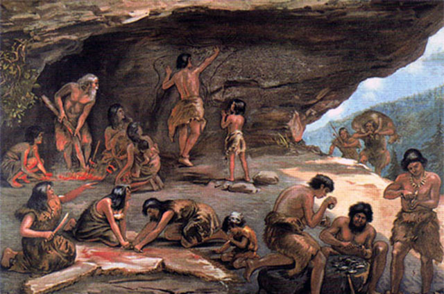 Paleolithic living scene