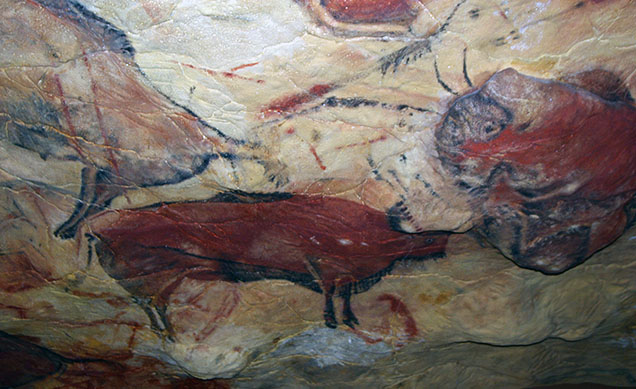 Reproduction of paleolithic art from Altamira cave. Location of reproducation: "Deutsches Museum" Munich