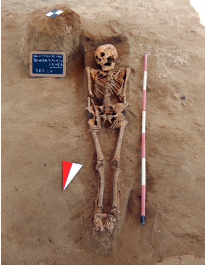 Skeleton found in grave under the church Casal Bernocchi