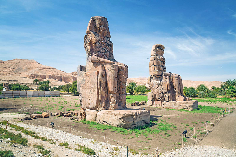 The Colossi of Memnon at Madīnat Habu in Thebes, Egypt