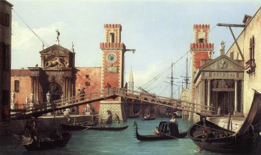 View of the entrance to the Venetian Arsenal by painter Canaletto 1732