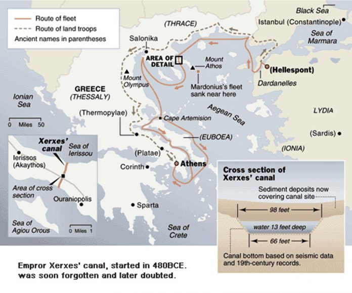 A map showing Xerxes invasion of Greece. Source of map: "www.cais-soas.com/News/2001/November2001/13-11.htm" A map showing Xerxes invasion of Greece. Source of map: "www.cais-soas.com/News/2001/November2001/13-11.htm"
