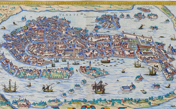 Georg Braun, map of Venice in his Civitates orbis terrarum