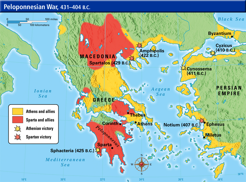 Peloponnesian war battles and alliances.